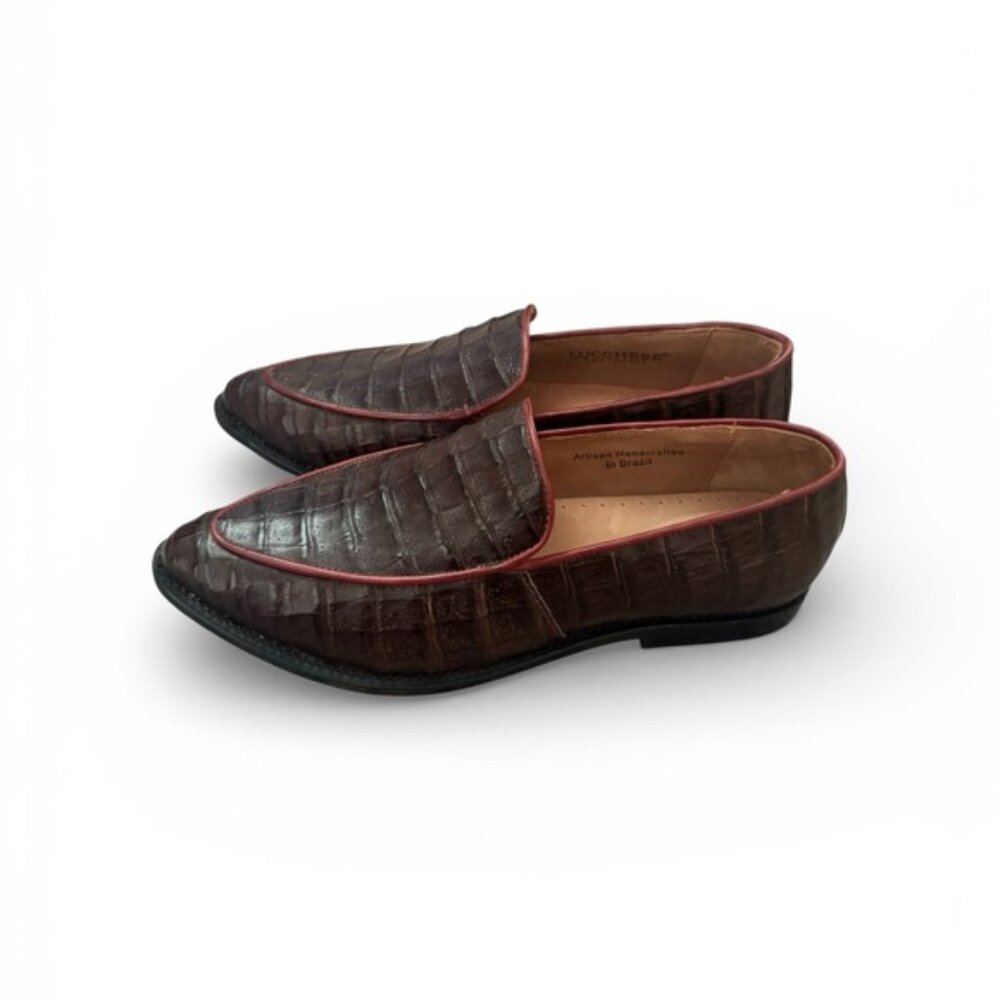 Lucchese Karmen loafers made from caiman leather chocolate 9 - Picture 4 of 11